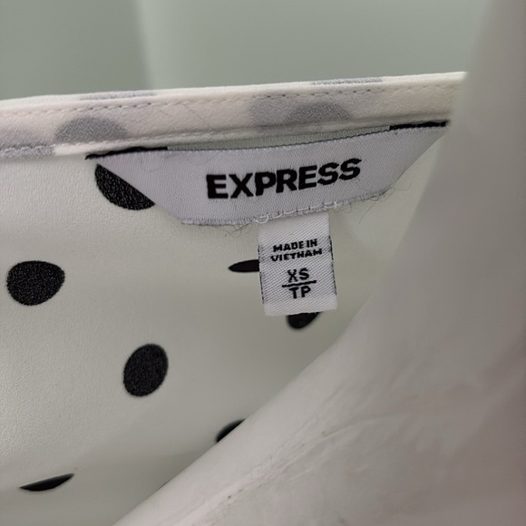 Express Black and White Polka Dot Belted Blouse XS - Picture 5 of 7